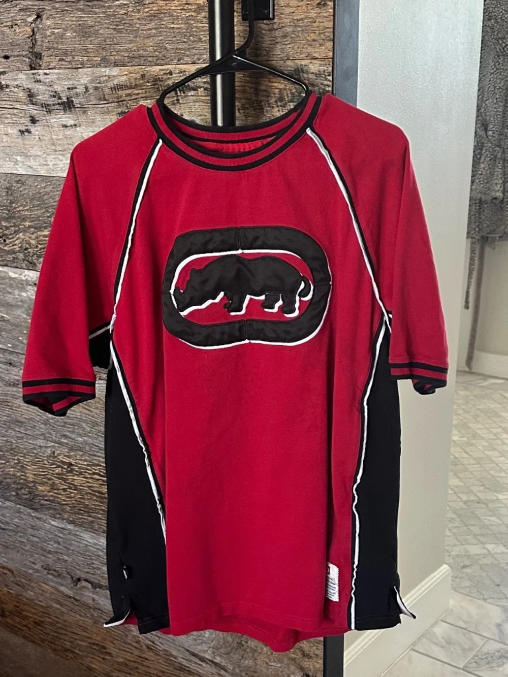 Ecko Unltd. Rhino Graphic Athletic Jersey Shirt Red Black Size Large - Picture 2 of 15